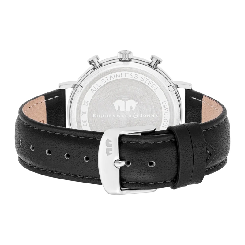 Rhodenwald & Söhne Automatikuhr Herren Armbanduhr Arakon Echtleder silber(Image 5)