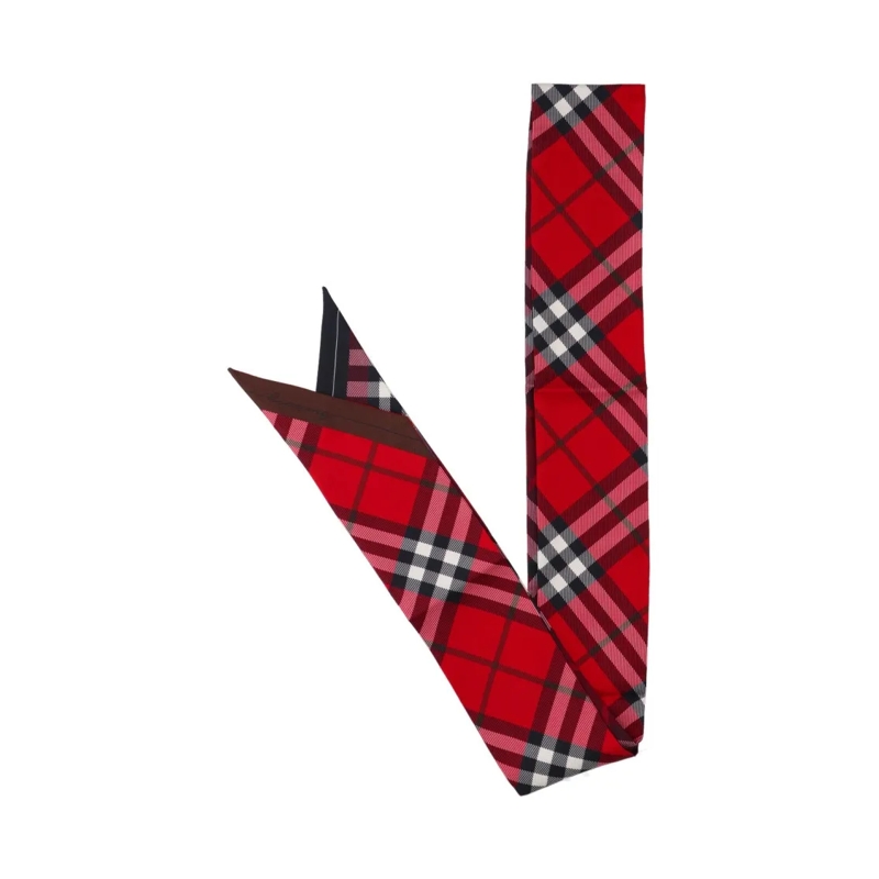 Burberry Lichtgewicht Sjaal "Check" Silk Foulard – Red Red