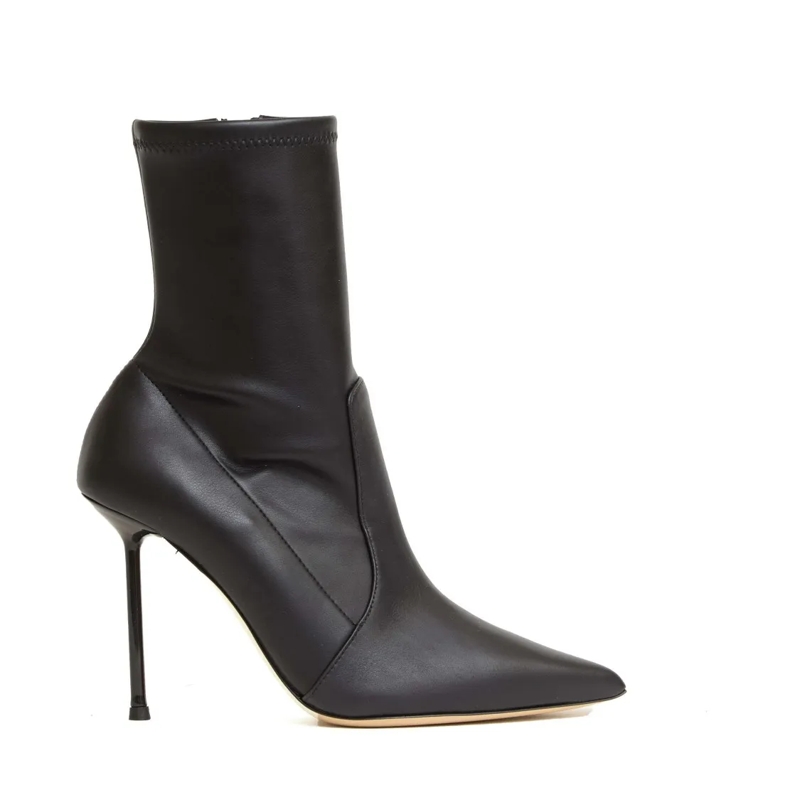 Ninalilou Stiefel Elasticated Leather Ankle Boots With High Stiletto Black