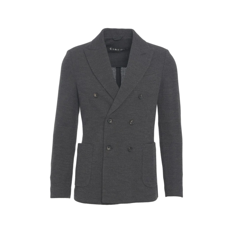 CIRCOLO 1901 Blazer Double-Breasted Textured Knit Blazer With Classic  Grey