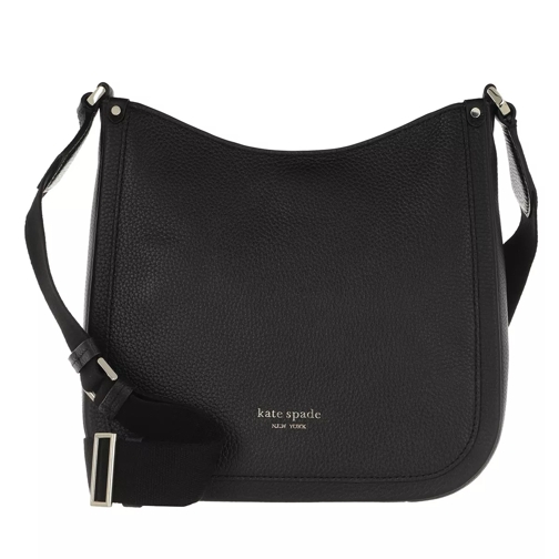 Kate Spade New York Roulette Pebbled Leather Medium Messenger Black Crossbody Bag