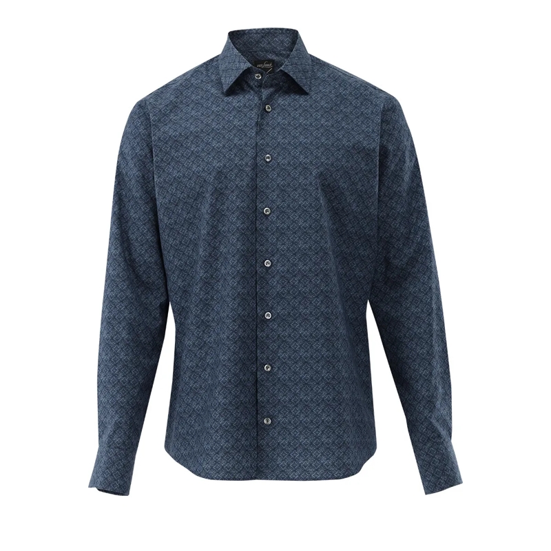 VAN LAACK Hemd Hemd Slim Fit Druck dunkel-blau
