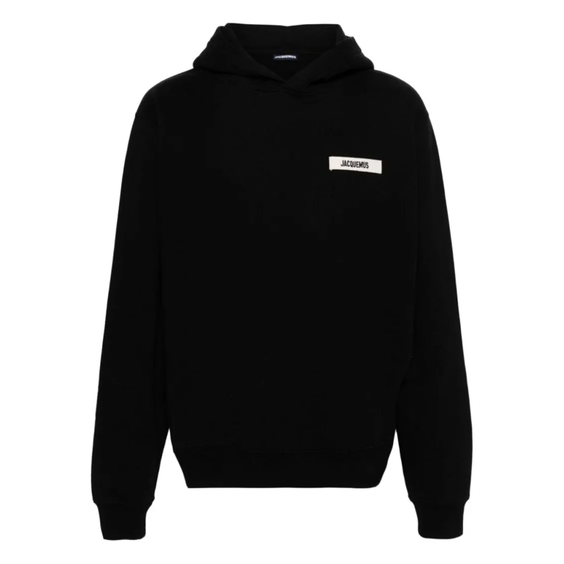 Jacquemus Trui Hooded Sweater With Logo Patch Black