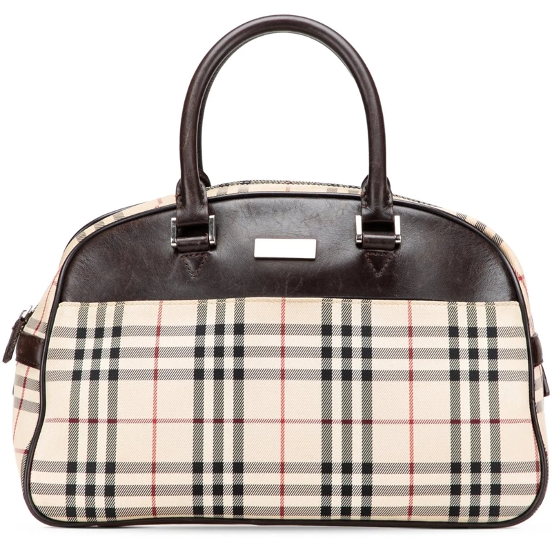 Burberry Tote House Check Canvas Handbag braun