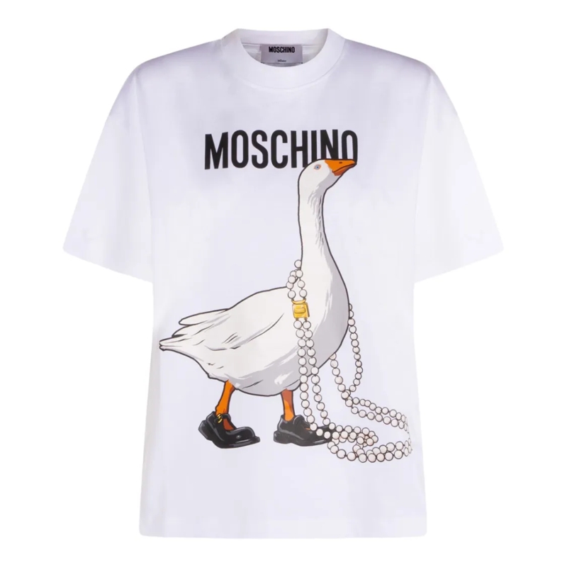 Moschino T-Shirt Minimalist White T-Shirt With Round Neckline White