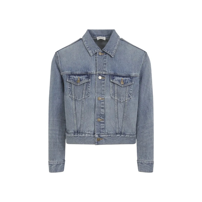 FEAR OF GOD Veste en jean Light Blue Denim Jacket With Button-Up Front And V Blue