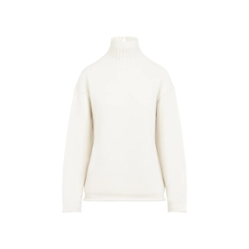 Bottega Veneta Trui met col Chalk White Cashmere Sweater White