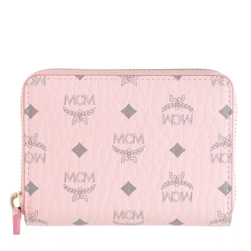 MCM Mini Zip Wallet Leather Powder Pink Portefeuille à fermeture Éclair