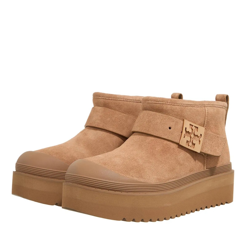 Tory Burch Stiefeletten Mellow Shearling Platform Boot Light Chestnut / Gold