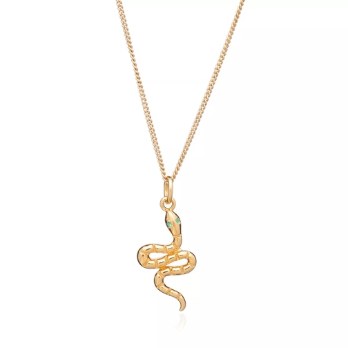Rachel Jackson London Emerald Eyed Snake Necklace Yellow Gold Kurze Halskette