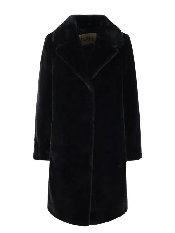 Herno - Eco-Fur Mid Coat - Größe 46 - schwarz