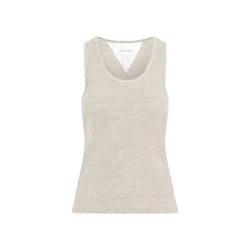 Bottega Veneta Light Beige Melange Cotton Tank Top Neutrals Blusen