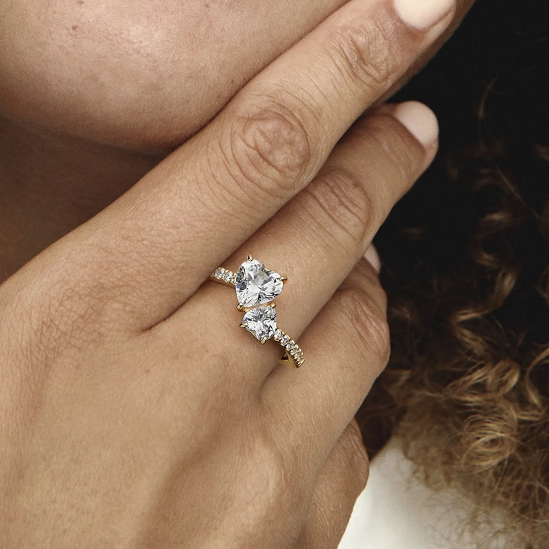 Pandora Bague Double Heart Sparkling  Clear(Image 6)
