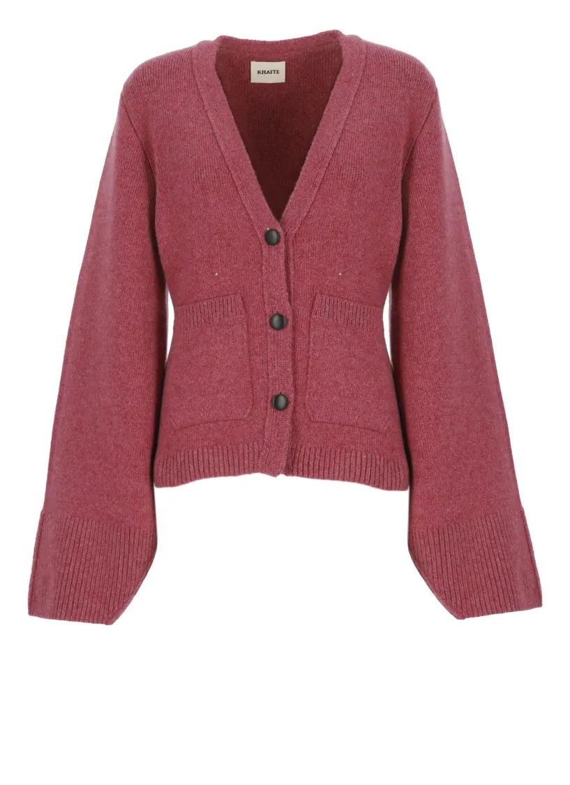 Thumbnail - Khaite - Scarlet Cashmere Knitted Cardigan - Größe S - pink