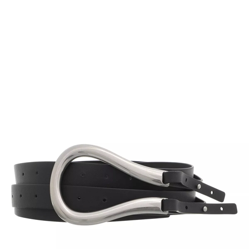 Bottega Veneta Horseshoe Belt Black/Silver Leather Belt