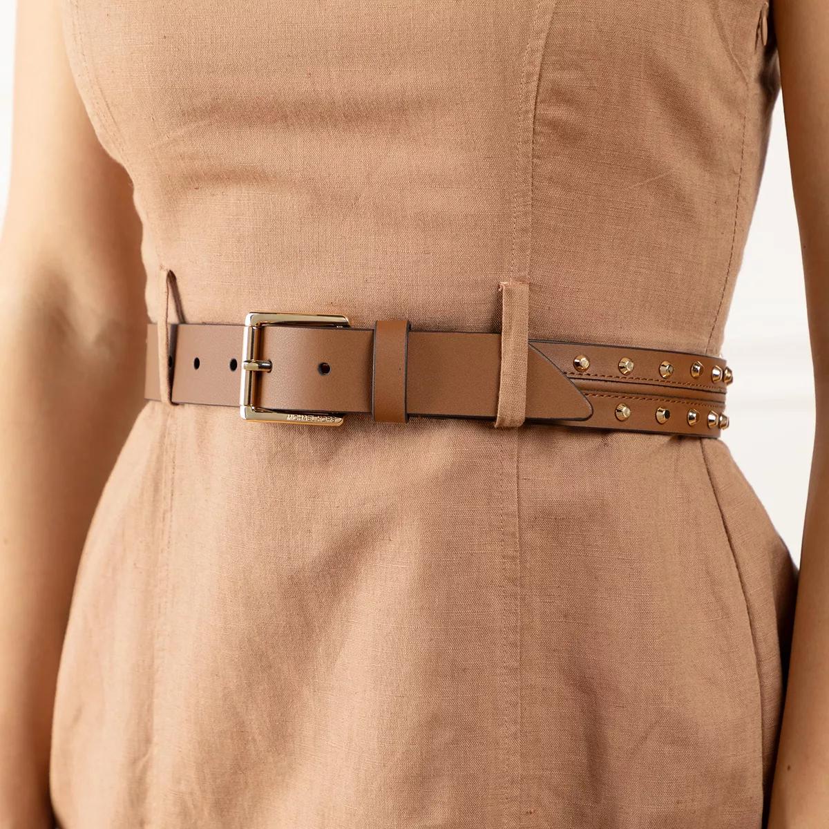 Michael Kors Non-Reversible 32Mm Astor Stud Leather Belt Luggage 