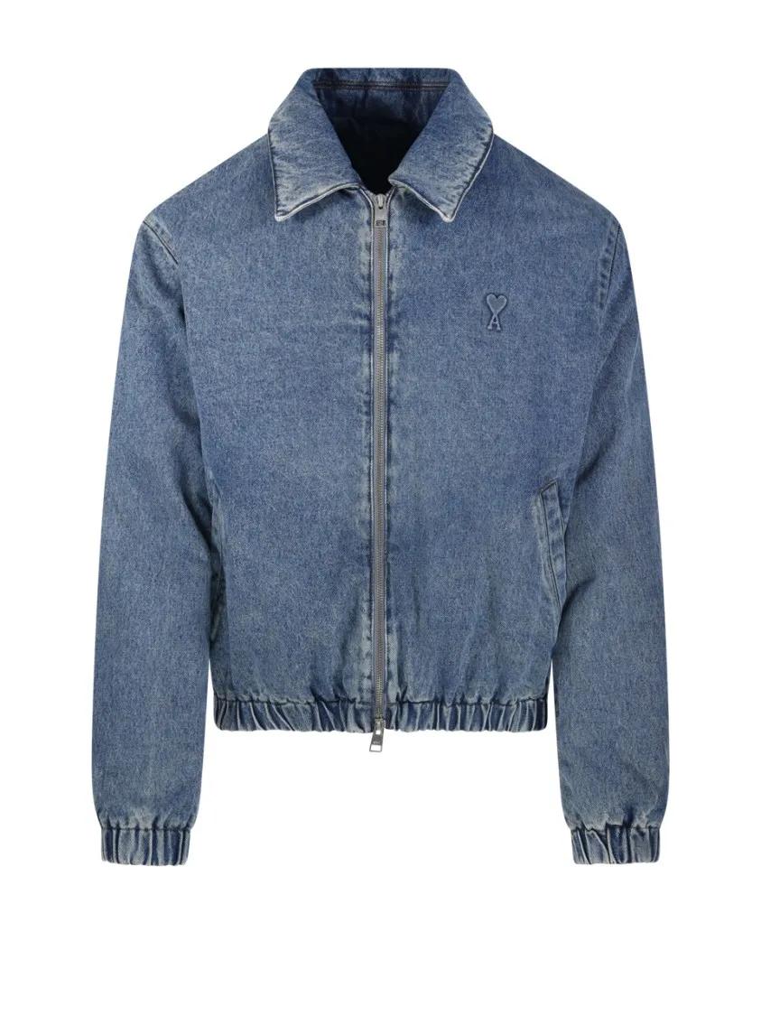 Thumbnail - AMI Paris - Adc Zipped Jacket - Größe XL - blau