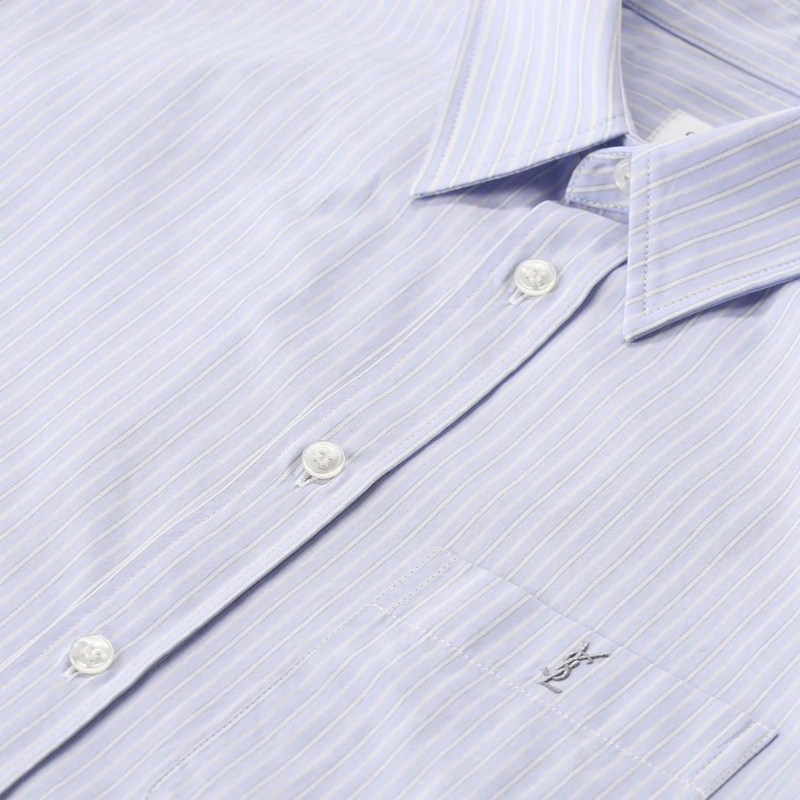 Saint Laurent Bluse Hemdbluse mit Logo blau(Image 4)