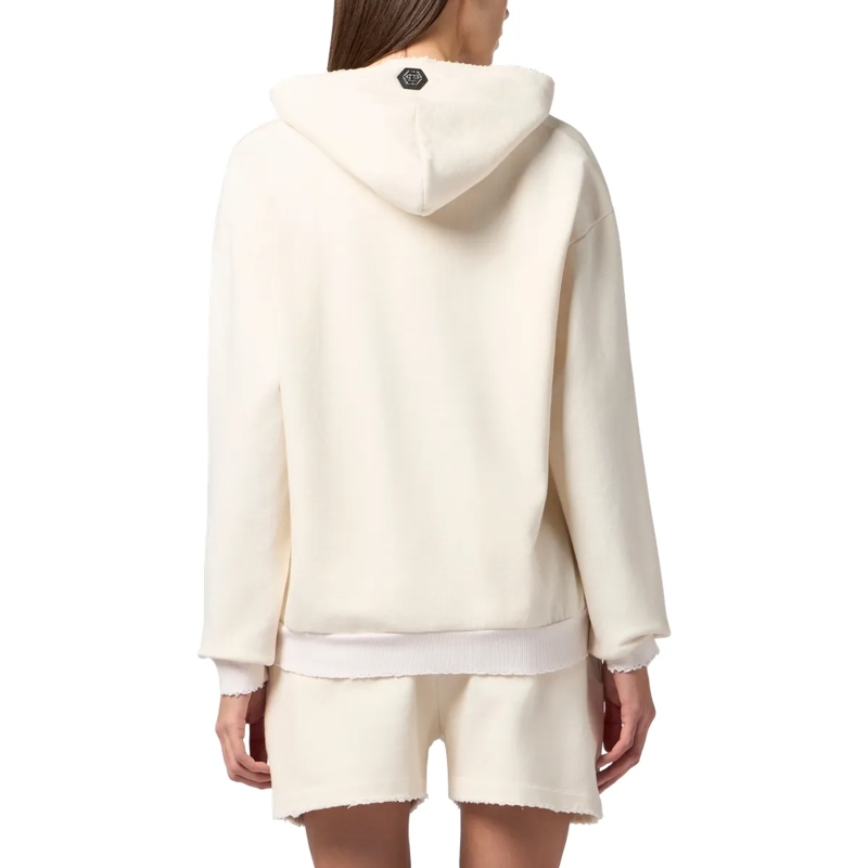 Philipp Plein Top Washed Hoodie Tennis Club Crystals weiss(Image 2)