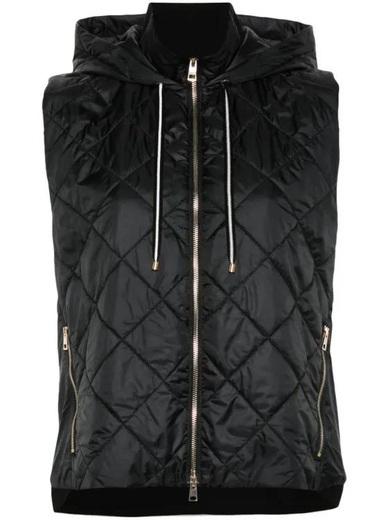 Lorena Antoniazzi - Hooded Quilted Gilet - Größe 44 - schwarz