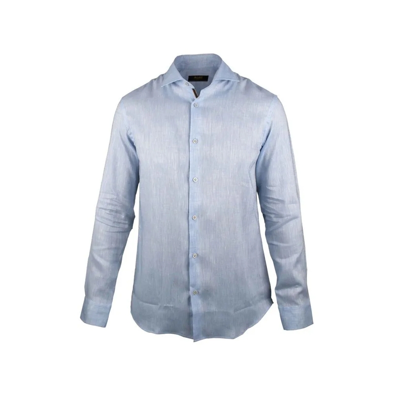 Moorer Hemd Slim Fit Sky Blue Linen Shirt Grey