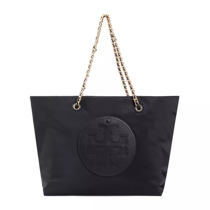 Tory Burch Ella Chain Black Nylon Tote Bag Black Tote