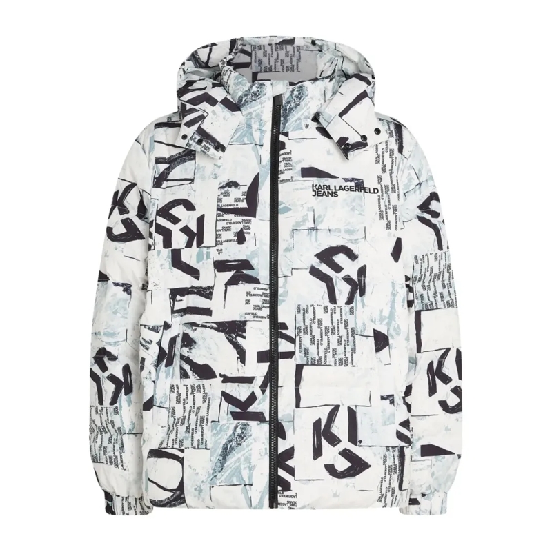 Karl Lagerfeld Daunenjacke Structured Black Giubbino Jacket With Stand Collar White