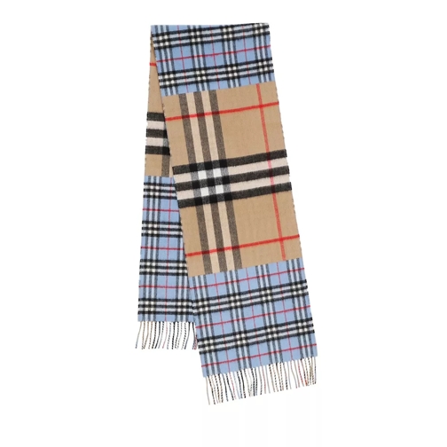 Burberry Contrast Check Fringed Scarf Opal Blue Wollen Sjaal