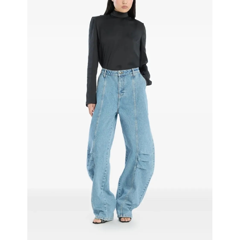 Rotate Top met lange mouwen Satin Drapy Back Top Black