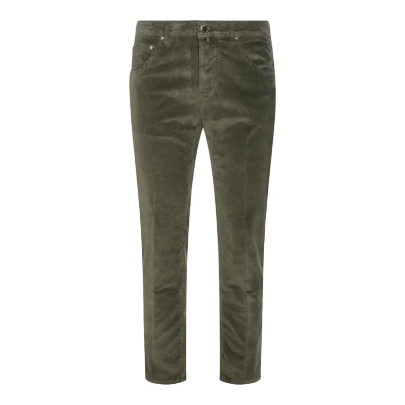Jacob Cohen Jeans Slim Fit Olive Green Corduroy Trousers Grey