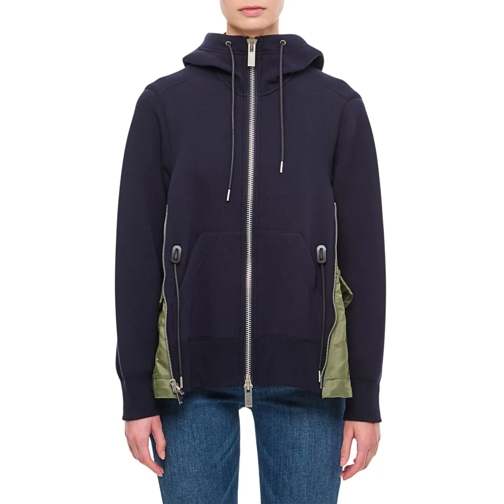 Sacai Hemden Sponge Sweat X Nylon Twill Hoodie Blue