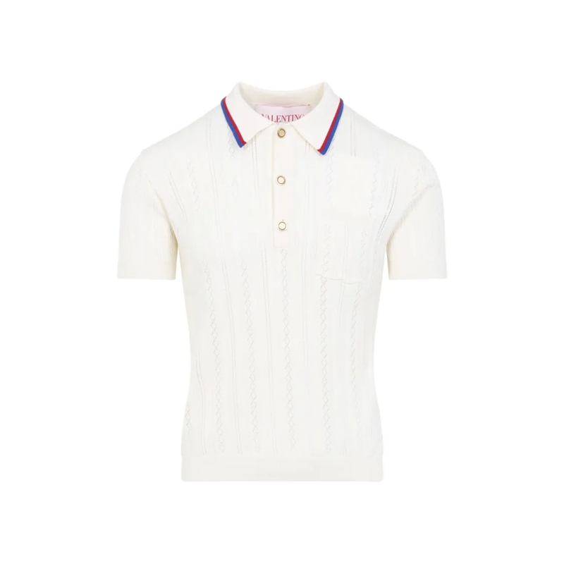 Valentino Garavani Polohemd Butter White Cotton Polo White