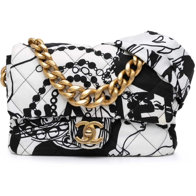 Chanel Sac à bandoulière Mini Printed Canvas Deer Coco Flap weiß