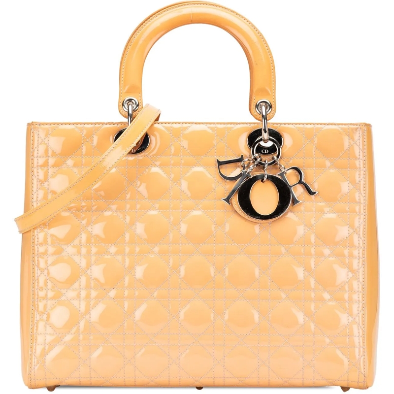Christian Dior Tote Large Patent Cannage Lady Dior braun