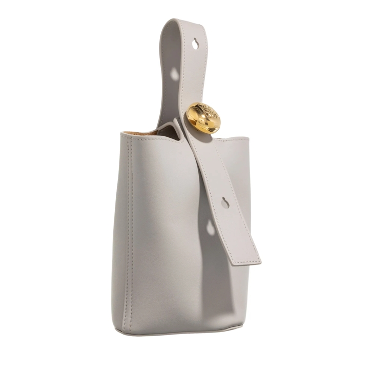 ショルダーバッグ・ポシェット LOEWE DOVE GREY LEATHER MINI PEBBLE BUCKET BAG Loewe Mini Pebble Bucket Leather Bag Shell Grey | Bucket Bag