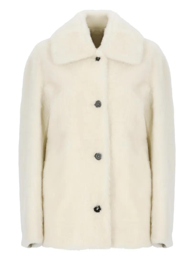 Thumbnail - Jil Sander - Ivory Fur Jacket - Größe 42 - beige