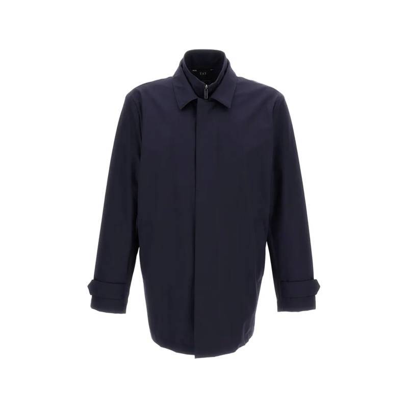 Fay Bontjassen Water-Repellent Morning Coat With Structured Desig Blue