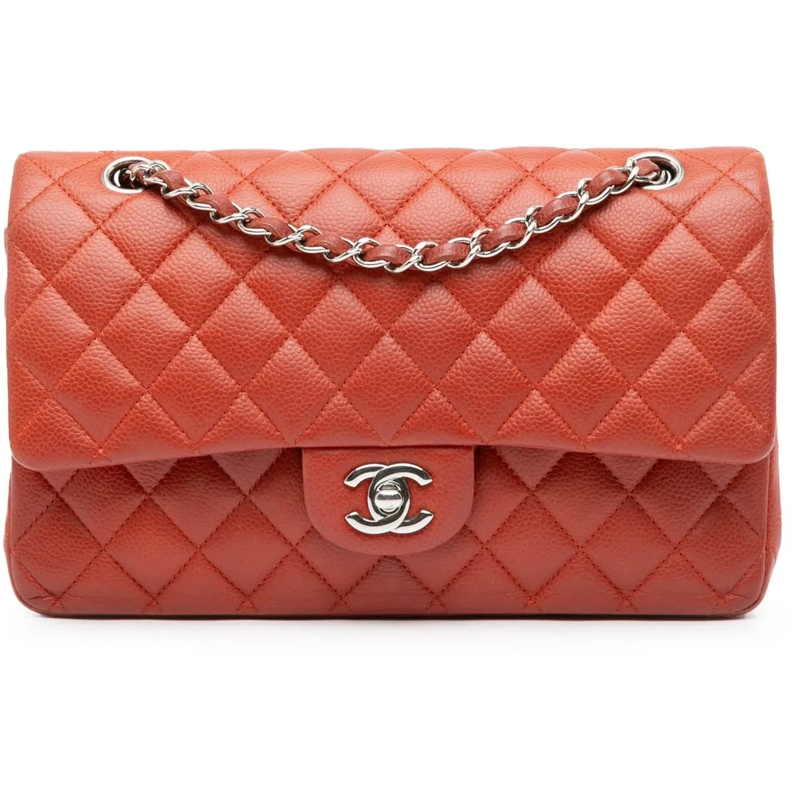 Chanel Schultertasche Medium Classic Caviar Double Flap orange