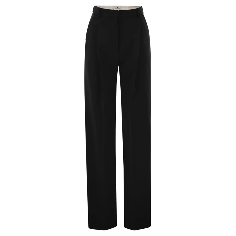 Elisabetta Franchi  Crepe Trousers With Satin Details Black
