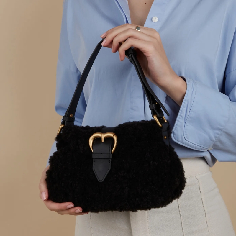 Pinko Schultertasche Jolene Shoulder Mini Nero Limousine-Chocolate Gold(Image 6)