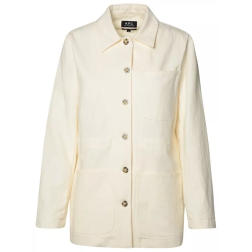 A.P.C. White Cotton Blend Jacket Neutrals 
