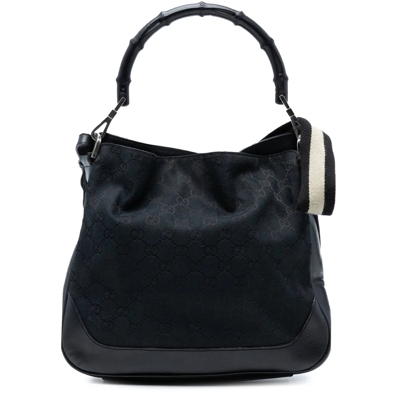 Gucci Schultertasche GG Canvas Bamboo Web Satchel blau