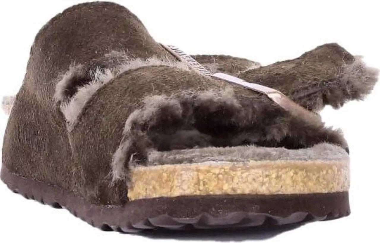 Thumbnail - Birkenstock Sandalen - Arizona Shearling Lined Suede Two-Strap Sandals - Gr. 39 (EU) - in Braun - für Damen