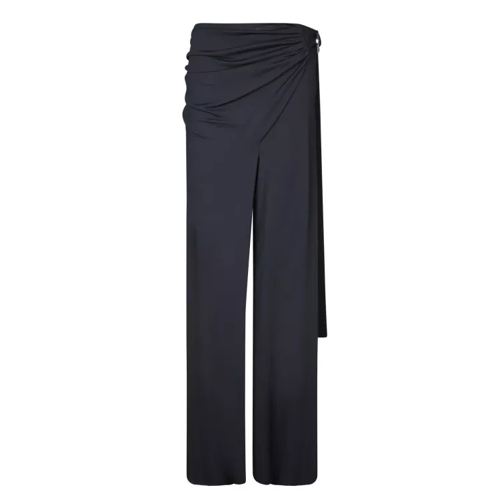 Pacco Rabanne High-Waisted Crepe Trousers Blue 