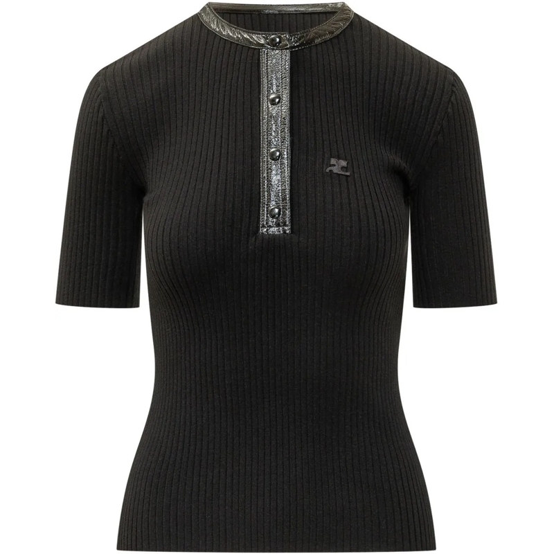 Courrèges  Top a Coste con Abbottonatura schwarz