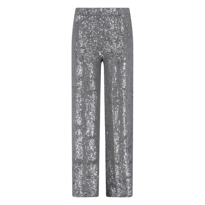 P.A.R.O.S.H.  High-Waisted Grey Trousers With Sequin Embellishme Grey