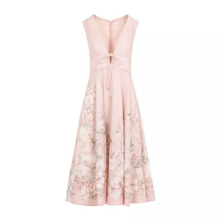 Zimmermann - Waverly Plunge Midi Dress - Größe 0 - pink