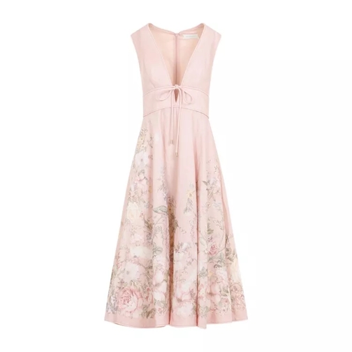 Zimmermann  Waverly Plunge Midi Dress Pink