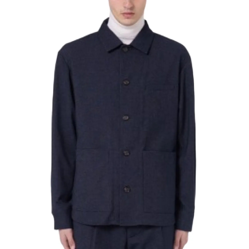 Paolo Pecora  Three-Pocket Shirt Jacket With Classic Collar Black