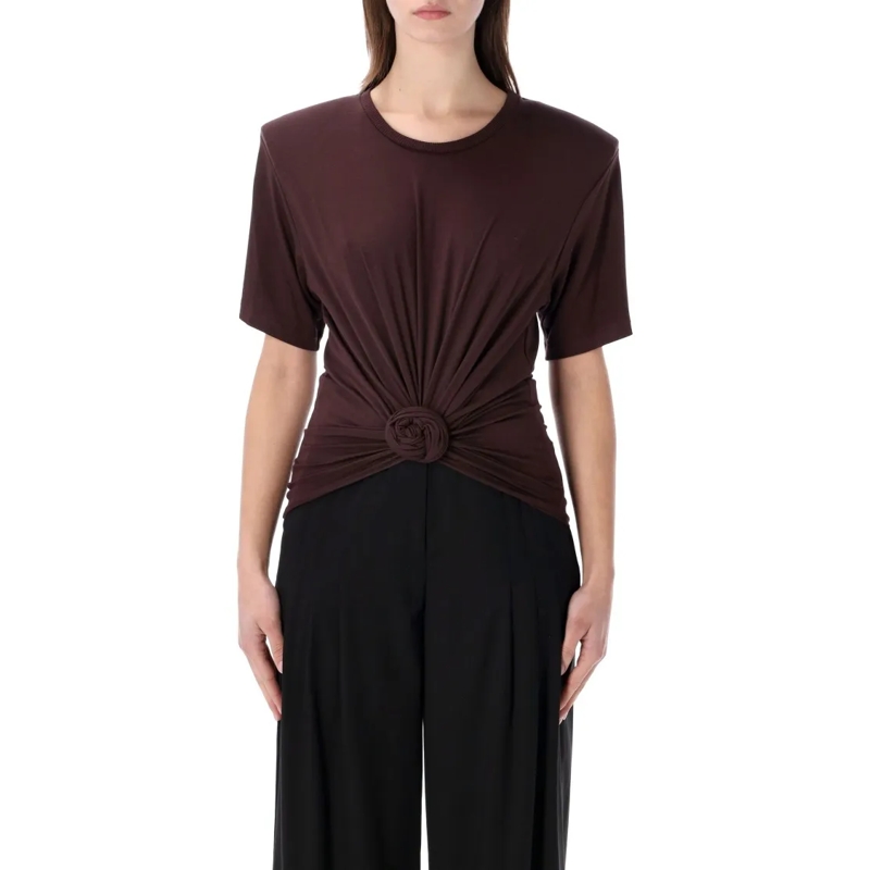 Magda Butrym T-shirt Sculptural Knot Detail T-Shirt With Removable Shou Black